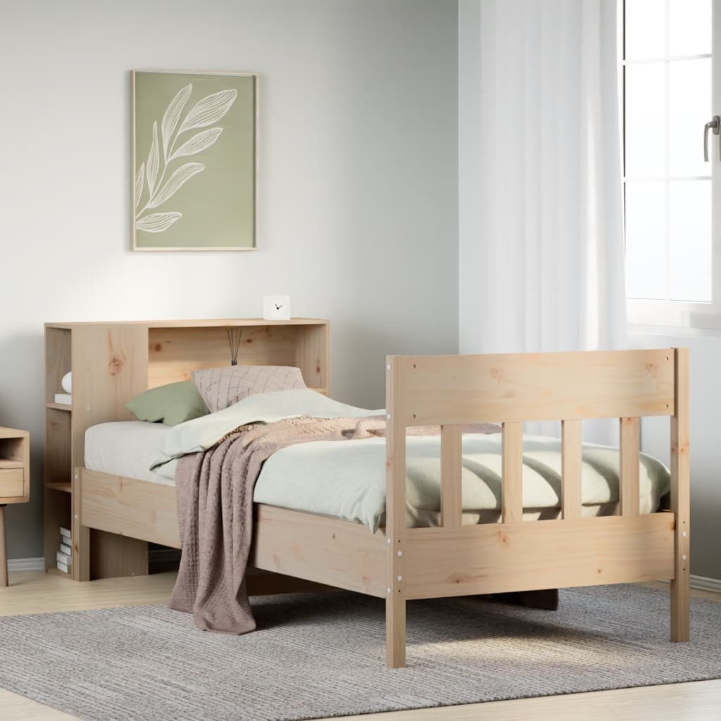 Massivholzbett mit Regal ohne Matratze 90x190 cm Kiefer