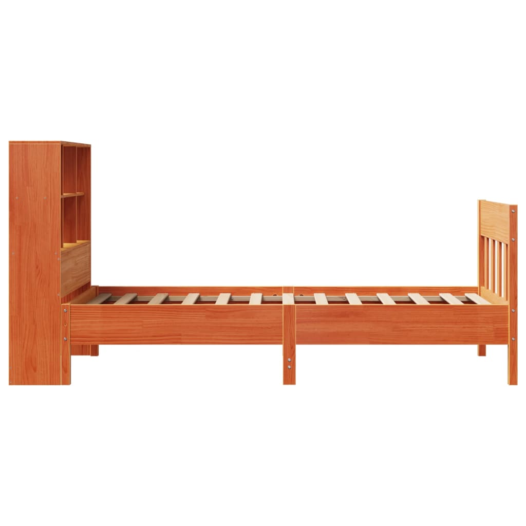 Massivholzbett ohne Matratze Wachsbraun 90x200 Kiefernholz