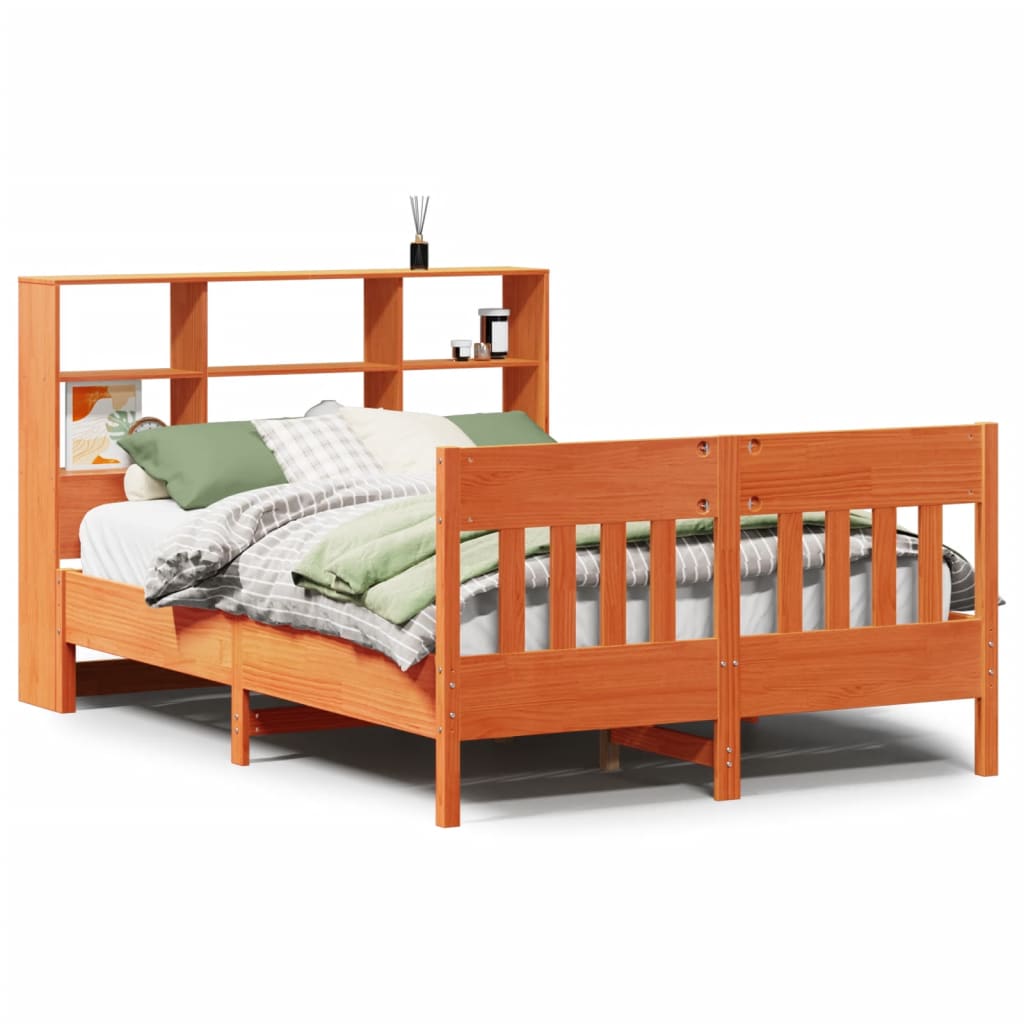 Massivholzbett ohne Matratze Wachsbraun 135x190 cm Kiefernholz