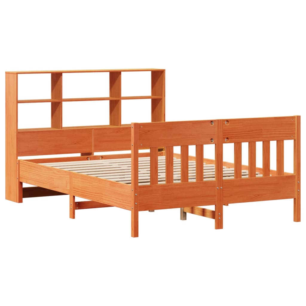 Massivholzbett ohne Matratze Wachsbraun 135x190 cm Kiefernholz