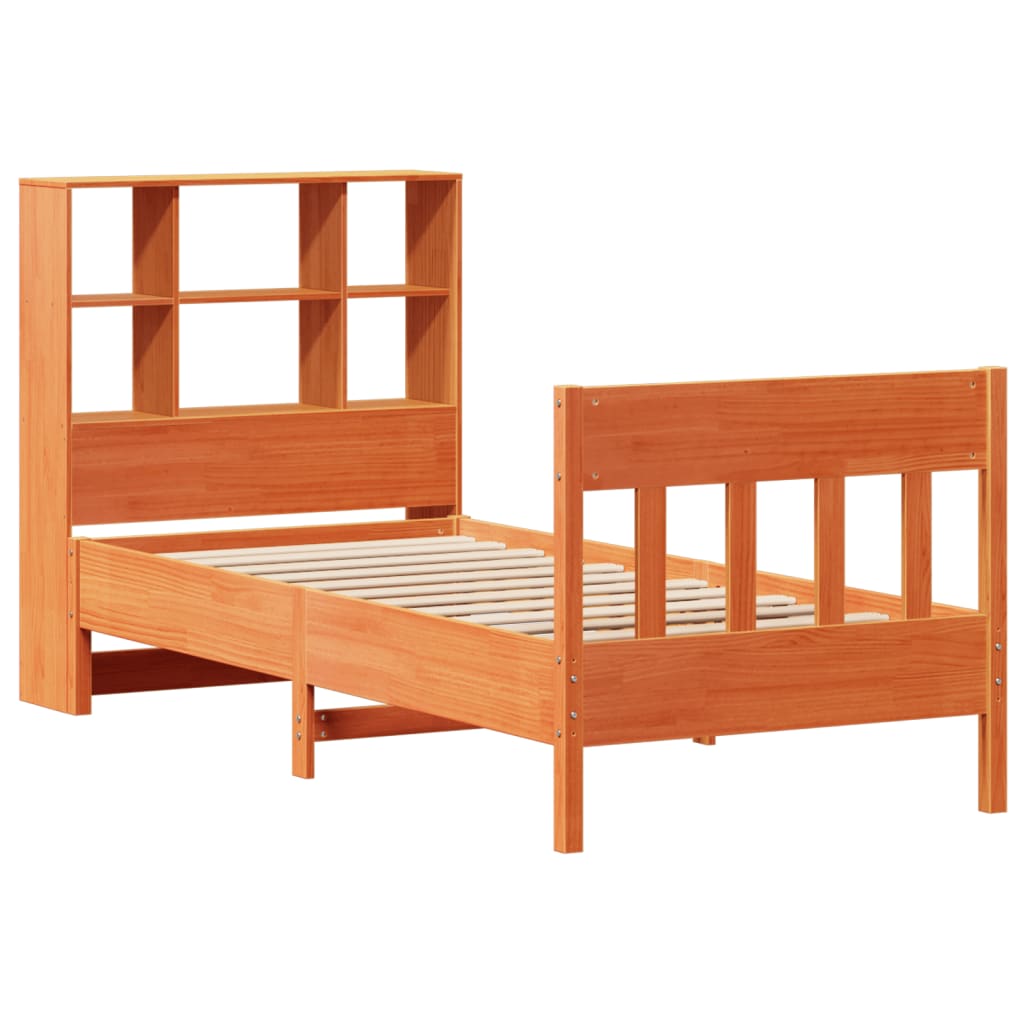 Massivholzbett ohne Matratze Wachsbraun 90x190 cm Kiefernholz