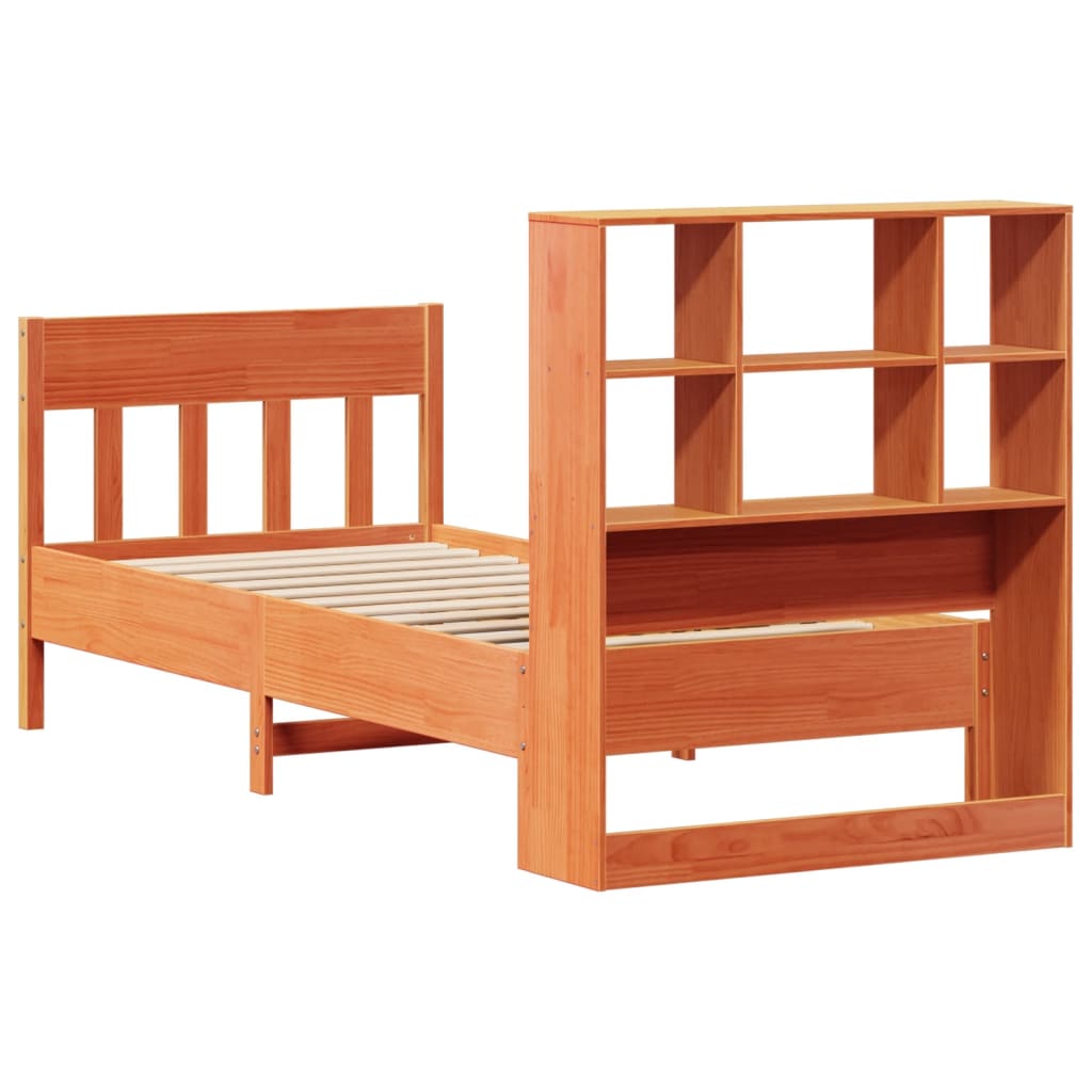 Massivholzbett ohne Matratze Wachsbraun 90x190 cm Kiefernholz