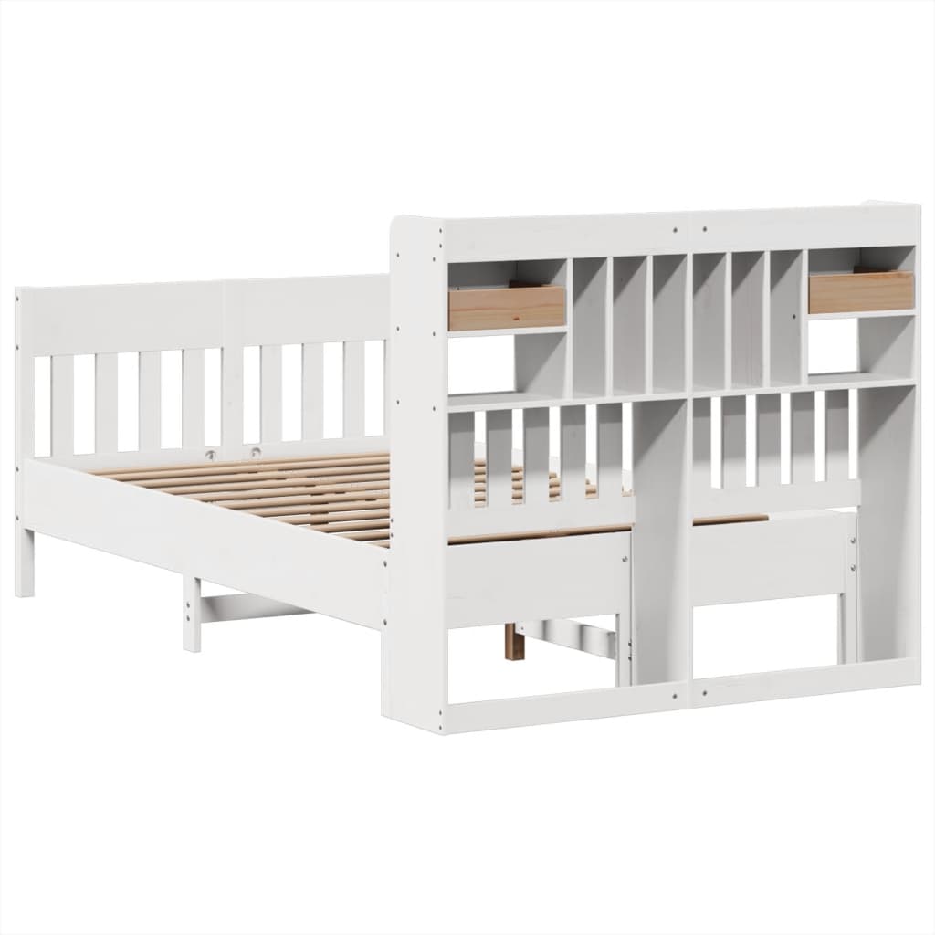 Massivholzbett ohne Matratze Weiß 135x190 cm Kiefernholz