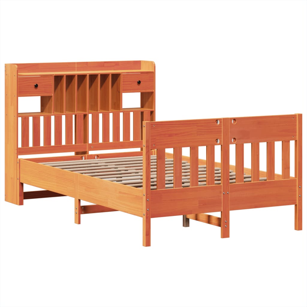 Massivholzbett ohne Matratze Wachsbraun 135x190 cm Kiefernholz