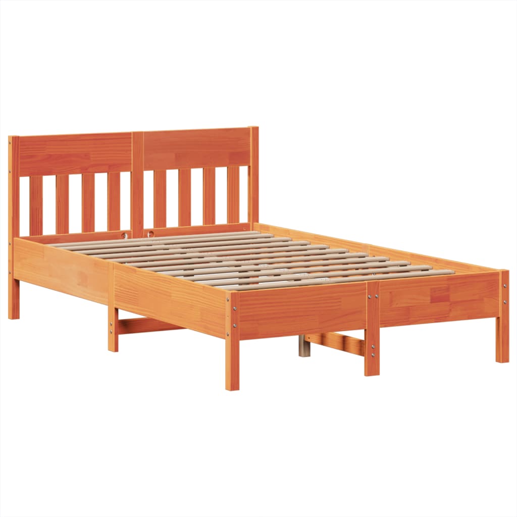 Massivholzbett ohne Matratze Wachsbraun 135x190 cm Kiefernholz