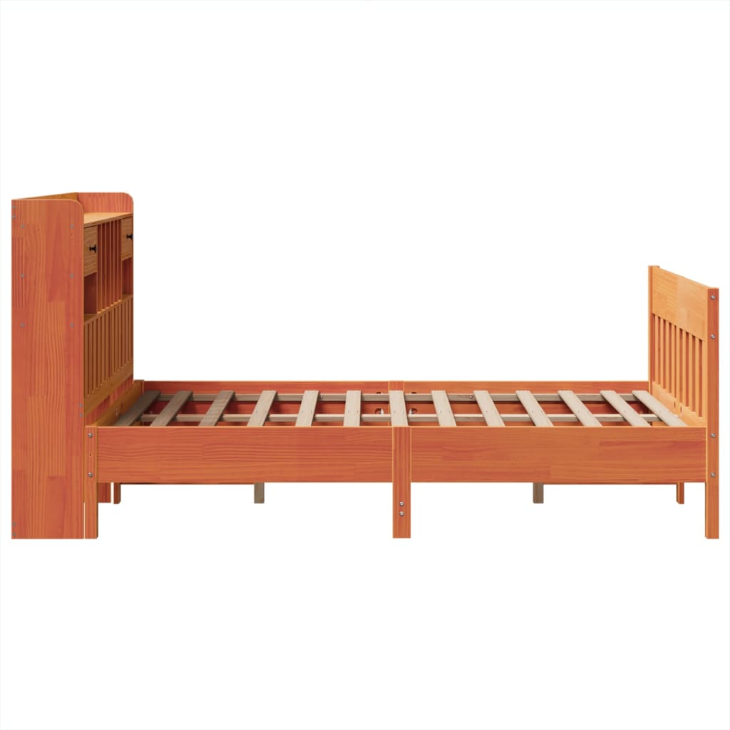 Massivholzbett ohne Matratze Wachsbraun 135x190 cm Kiefernholz