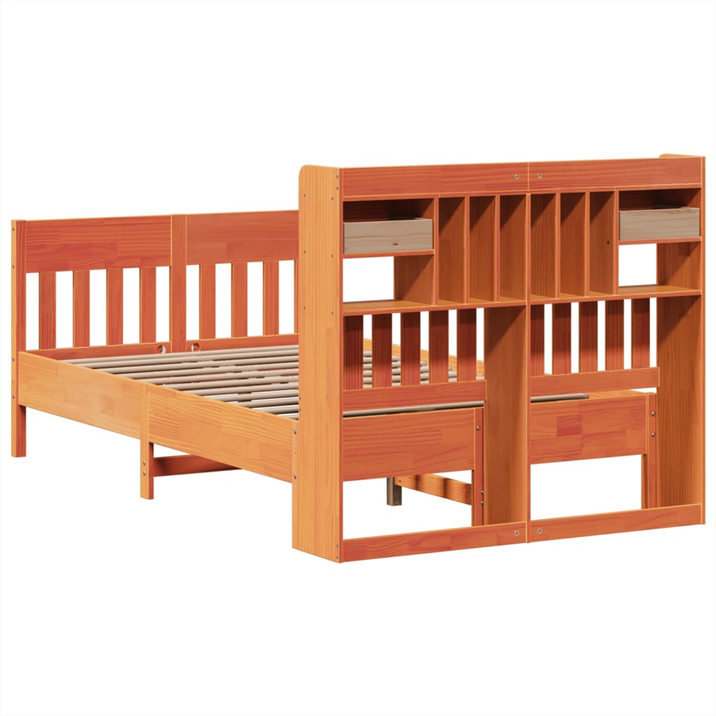Massivholzbett ohne Matratze Wachsbraun 135x190 cm Kiefernholz