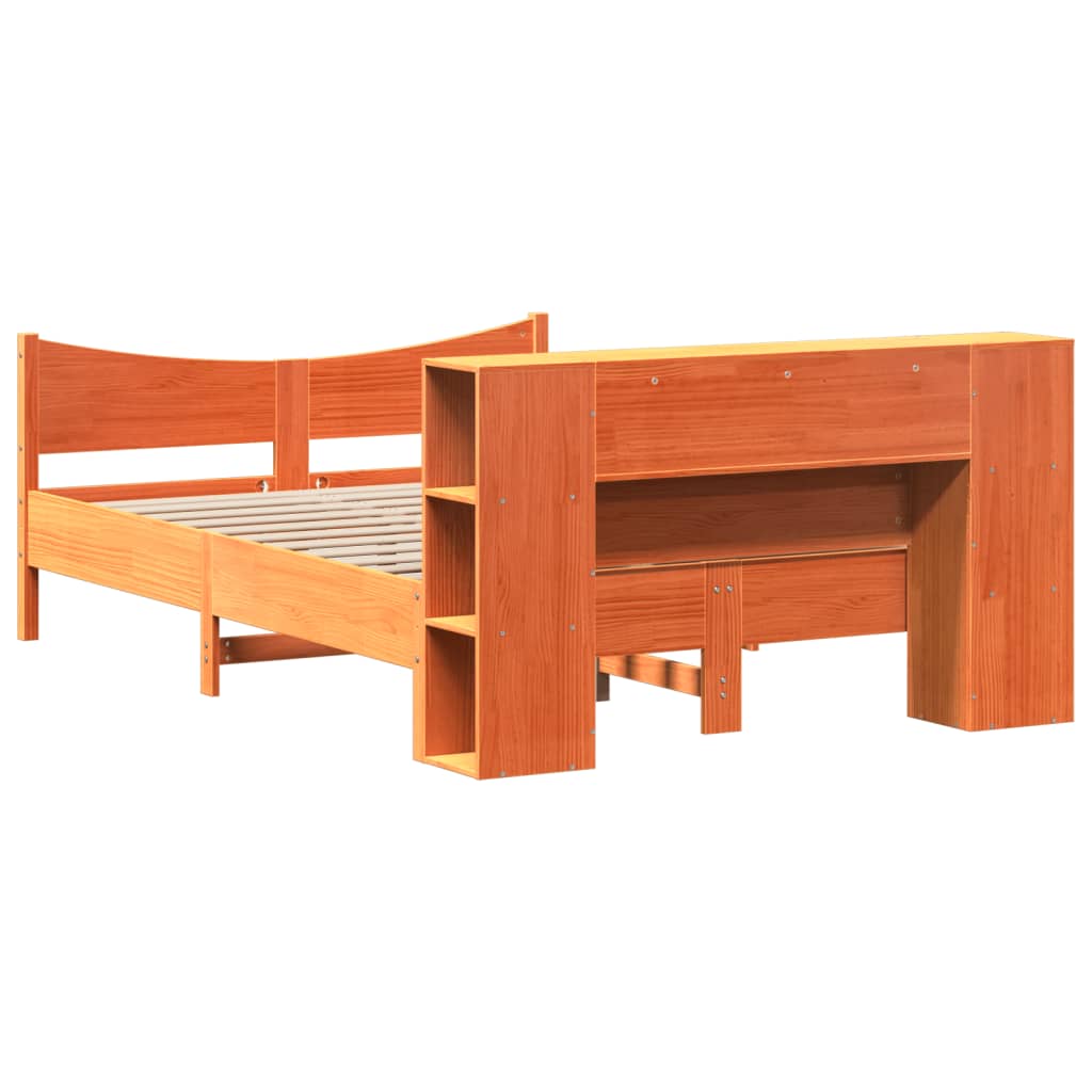 Massivholzbett ohne Matratze Wachsbraun 120x200 cm Kiefernholz