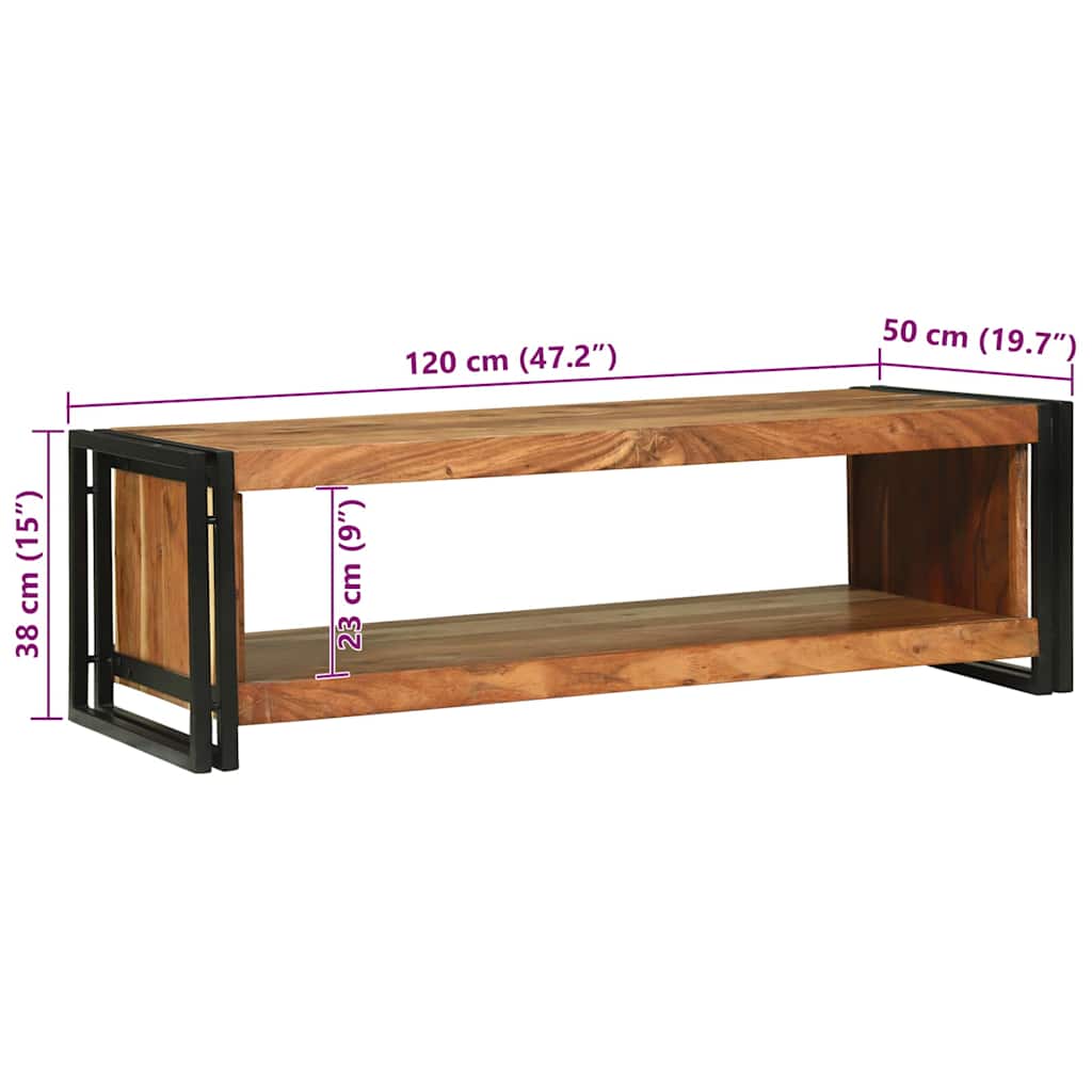 Couchtisch Braun 120 x 50 x 38 cm Akazie Massivholz