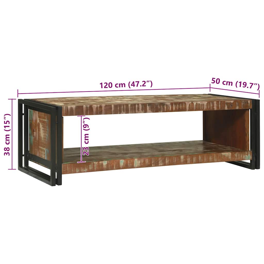 Couchtisch Braun 120 x 50 x 38 cm recyceltes Massivholz