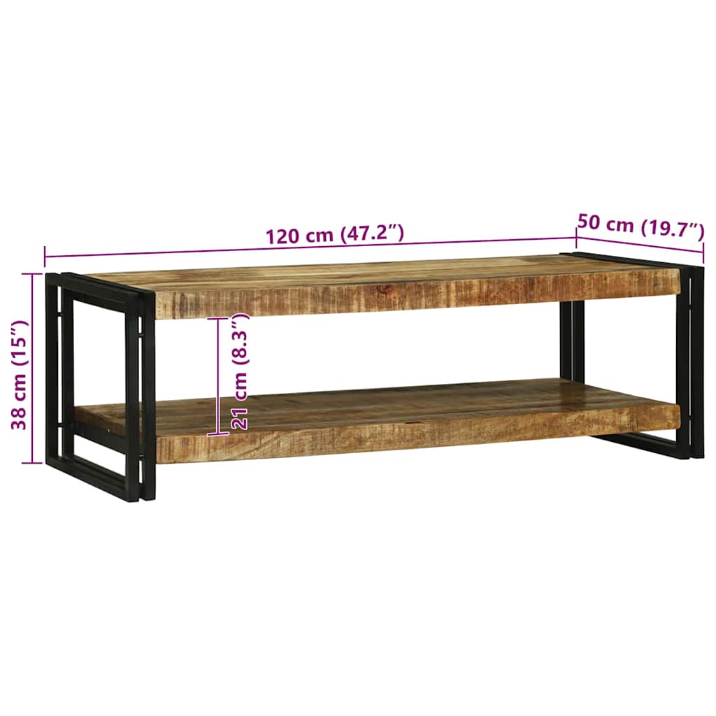 Couchtisch Braun 120 x 50 x 38 cm massives Mangoholz