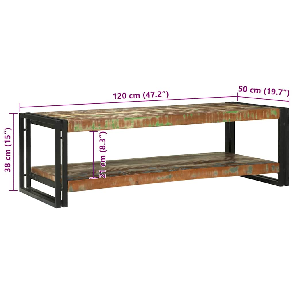 Couchtisch Mehrfarbig 120 x 50 x 38 cm recyceltes Massivholz