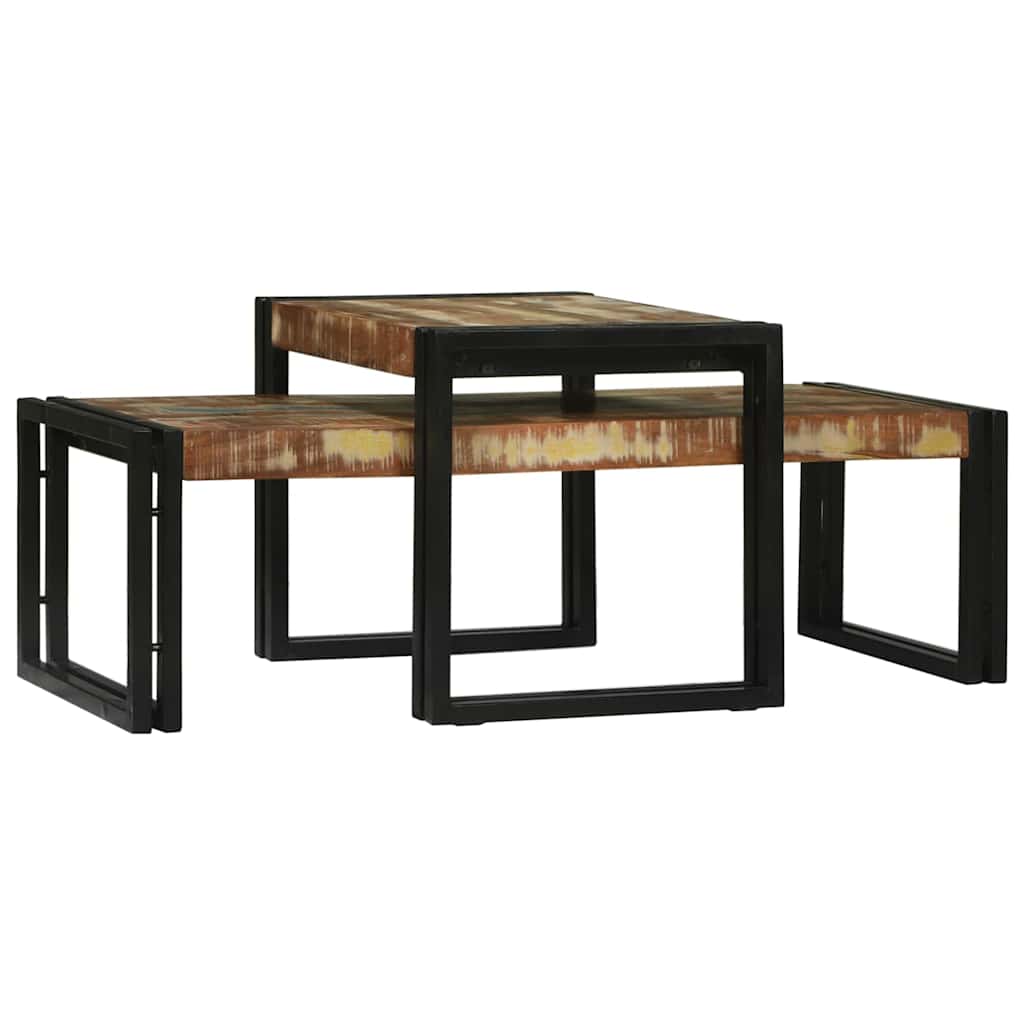 Couchtisch 2 pcs Mehrfarbig recyceltes Massivholz