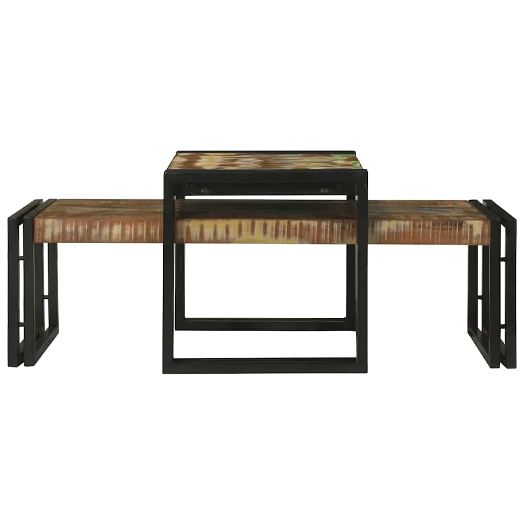 Couchtisch 2 pcs Mehrfarbig recyceltes Massivholz