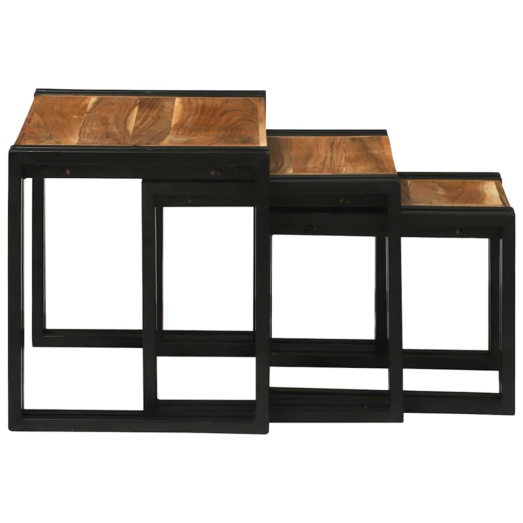 Nestingtisch 3 pcs Massives Akazienholz und ein Metall