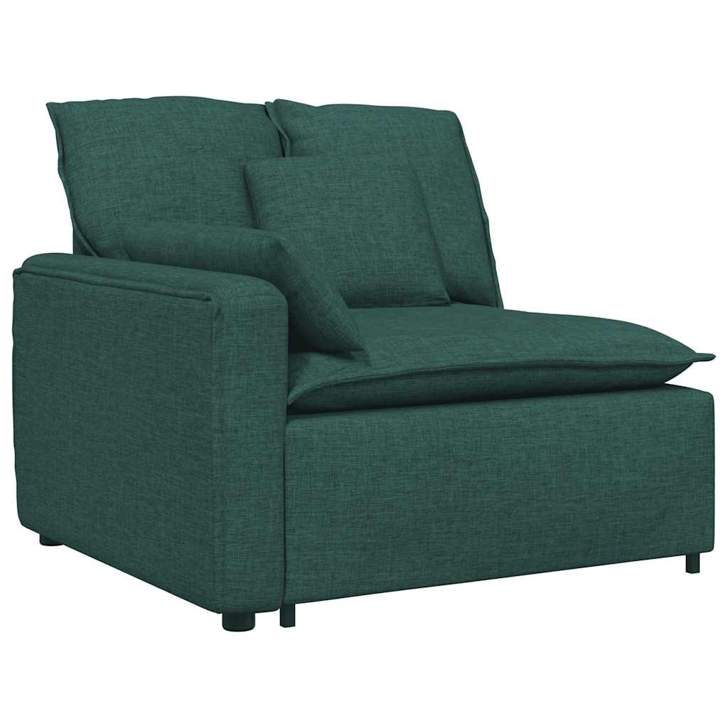 Modulares Sofa mit Fußhocker und Kissen Dunkelgrün