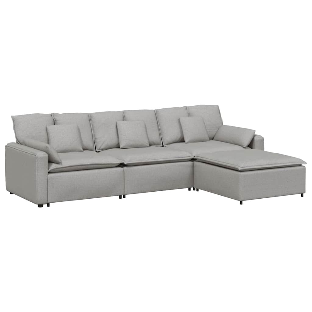 Modulares Sofa mit Fußhocker und Kissen Wolkengrau