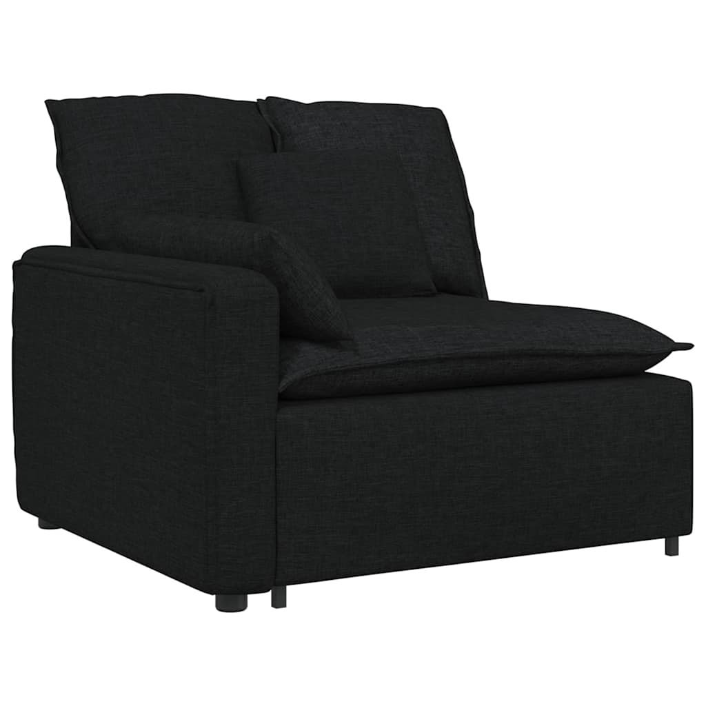 Modulares Sofa mit Kissen Stoff Schwarz