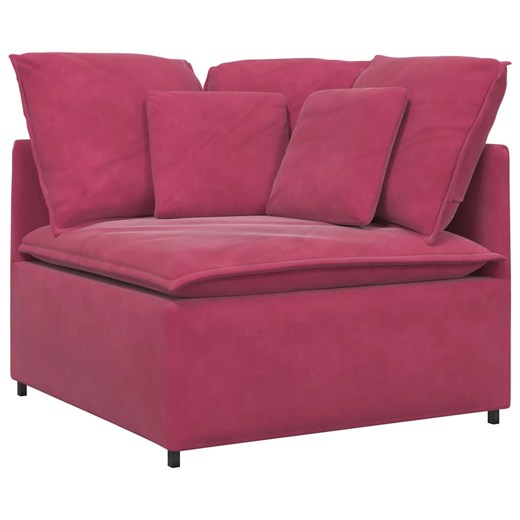 Modulares Sofa mit Kissen Samt Weinrot