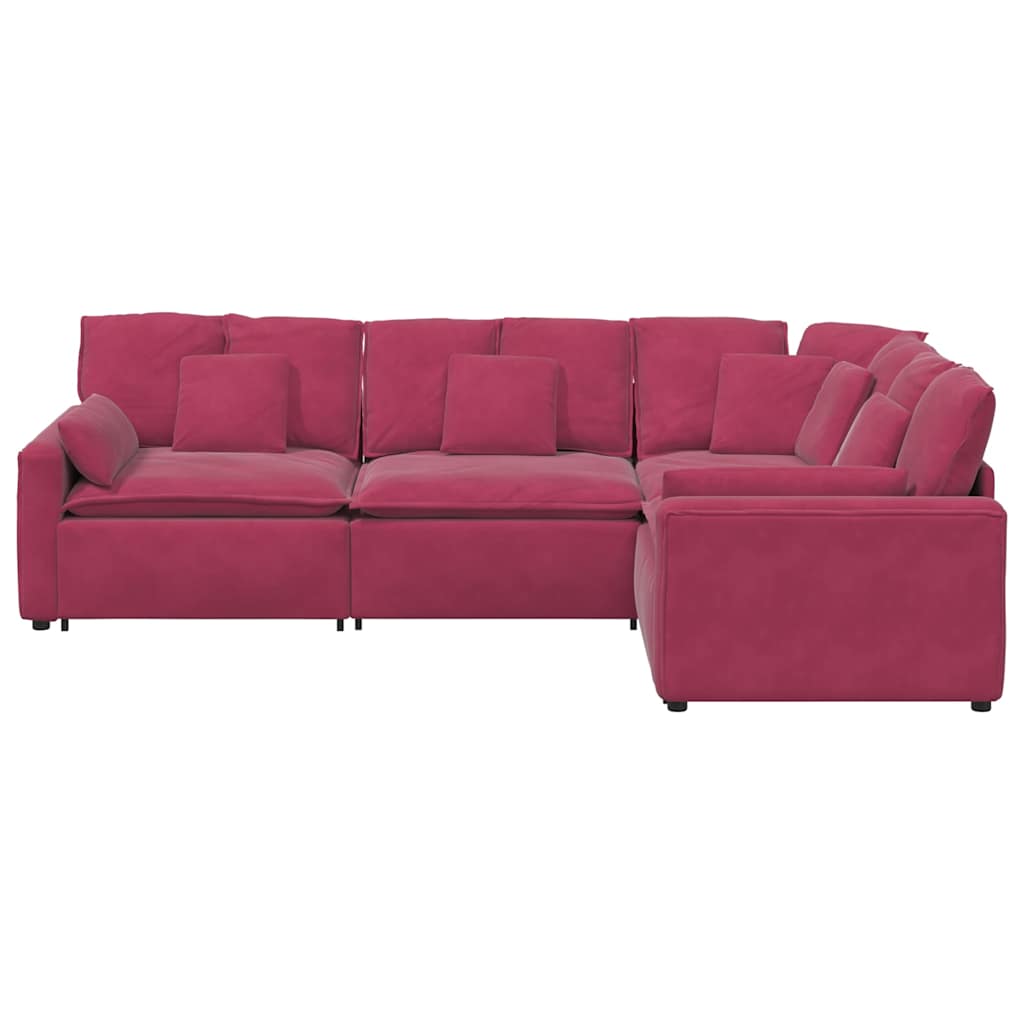 Modulares Sofa mit Kissen Samt Weinrot