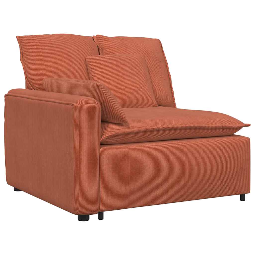 Modulares Sofa mit Fußhocker Kissen Cordstoff Rot Orange