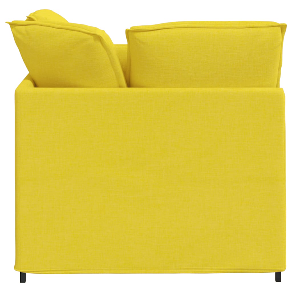 Modulares Sofa mit Fußhocker Kissen Stoff Hellgelb