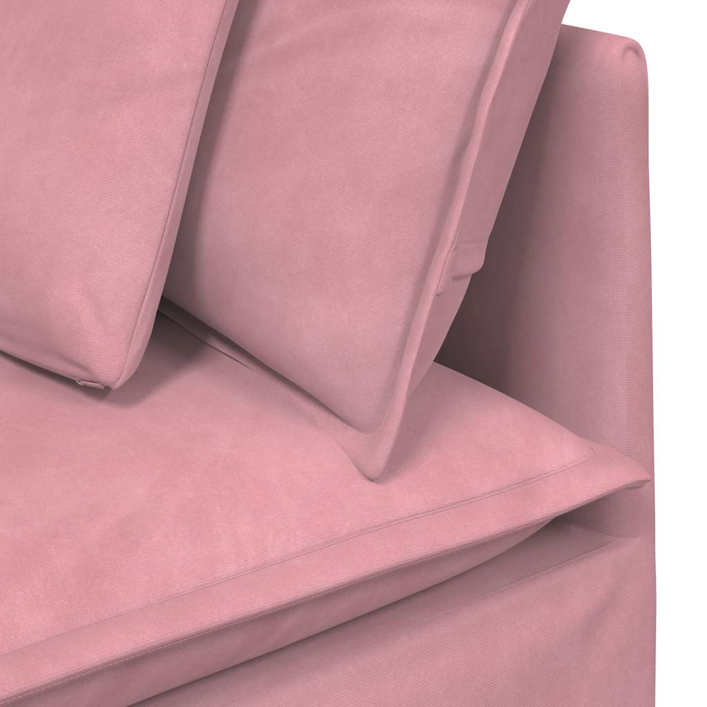 Modulares Sofa mit Fußhocker Kissen Samt Rosa