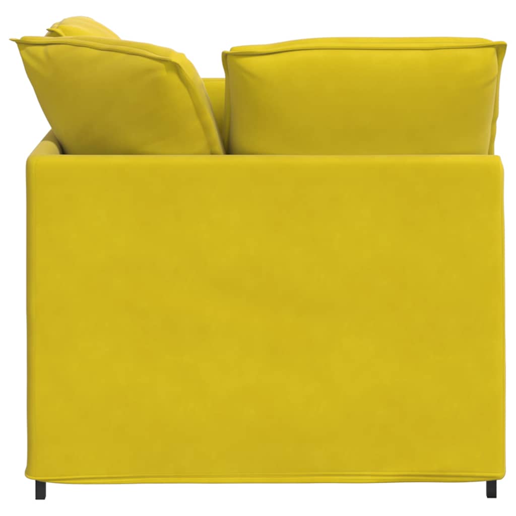 Modulares Sofa mit Fußhocker Kissen Samt Gelb
