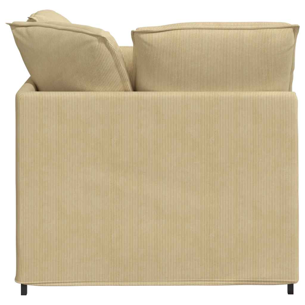 Modulares Sofa mit Fußhocker Kissen Cordstoff Graugrün