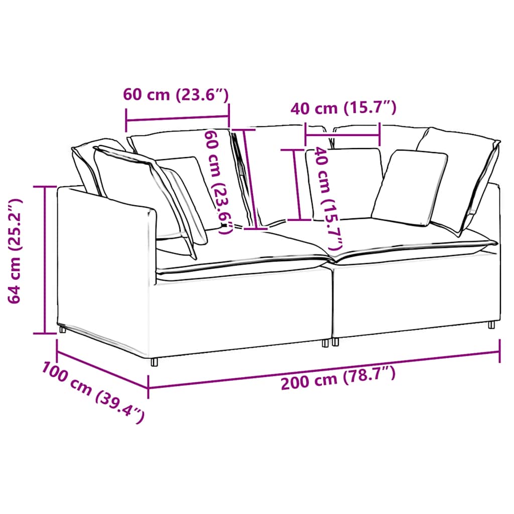 Modulares Sofa mit Kissen Stoff Taupe