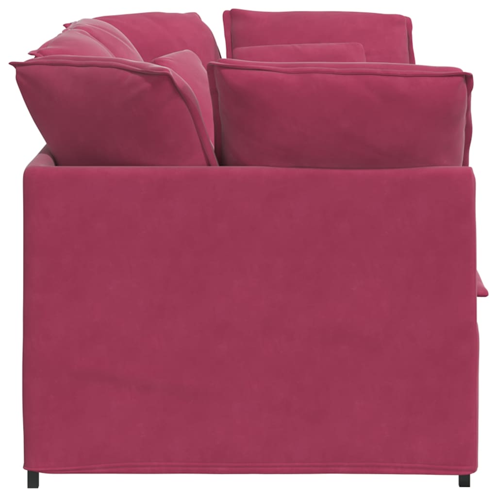 Modulares Sofa mit Kissen Samt Weinrot