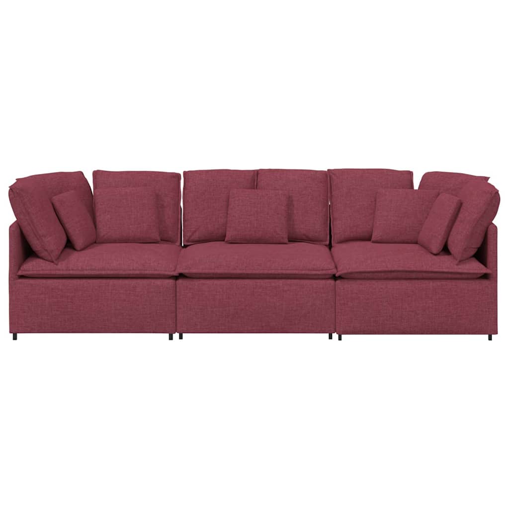 Modulares Sofa mit Kissen Stoff Weinrot