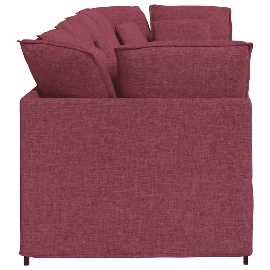 Modulares Sofa mit Kissen Stoff Weinrot