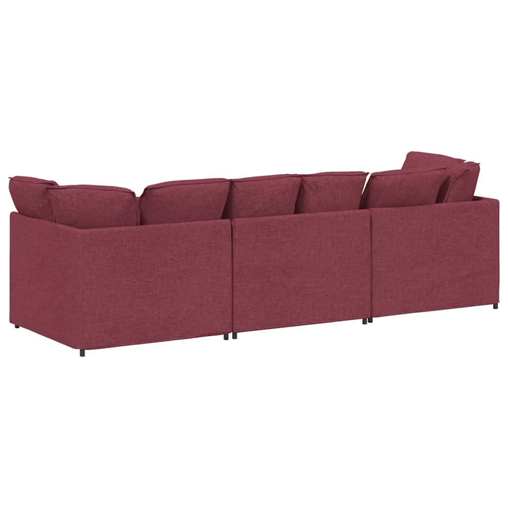 Modulares Sofa mit Kissen Stoff Weinrot