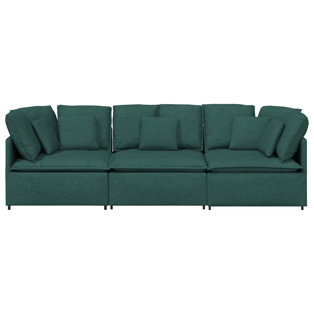Modulares Sofa mit Kissen Stoff Dunkelgrün