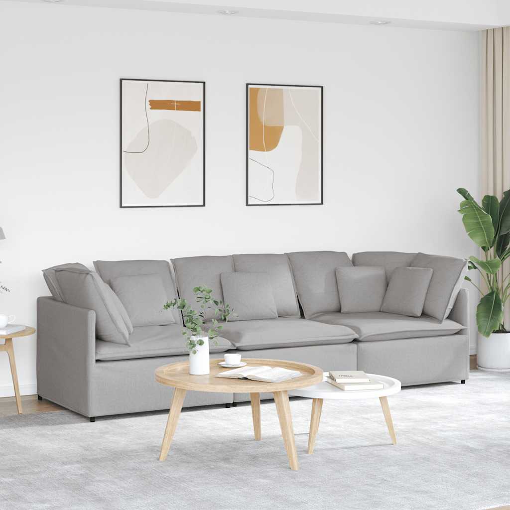 Modulares Sofa mit Kissen Stoff Wolkengrau