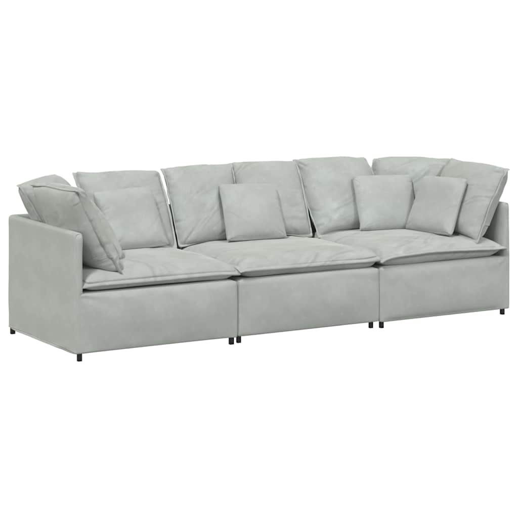 Modulares Sofa mit Kissen Samt Hellgrau