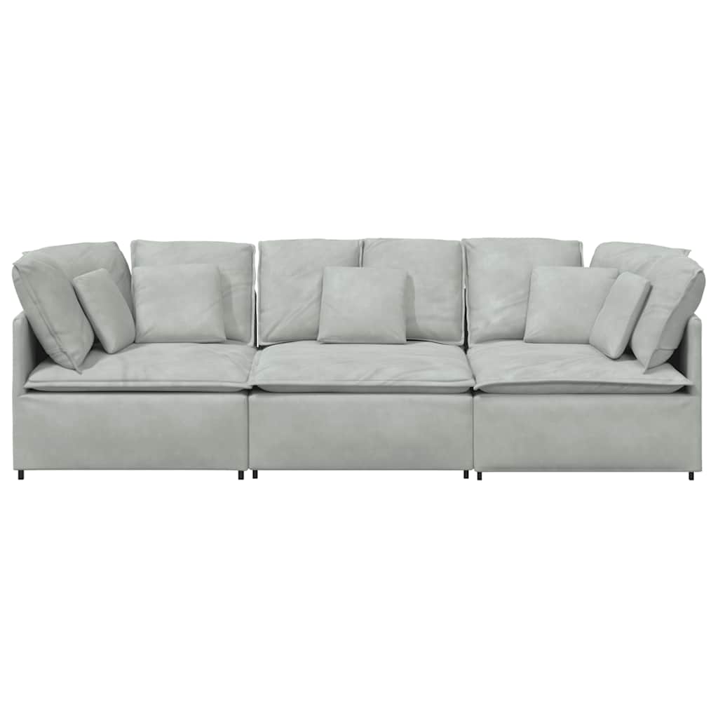 Modulares Sofa mit Kissen Samt Hellgrau