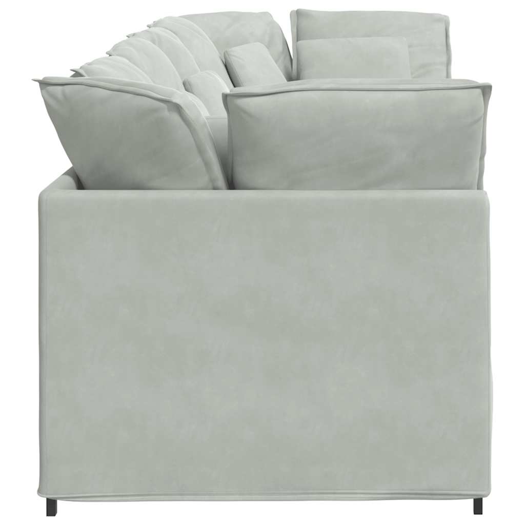 Modulares Sofa mit Kissen Samt Hellgrau