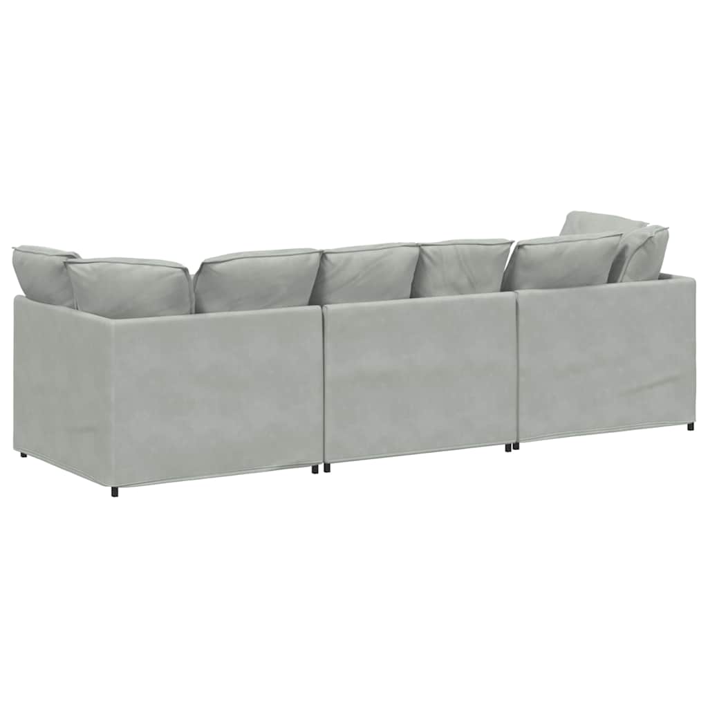 Modulares Sofa mit Kissen Samt Hellgrau