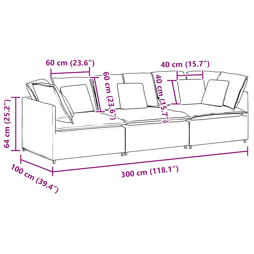 Modulares Sofa mit Kissen Samt Hellgrau