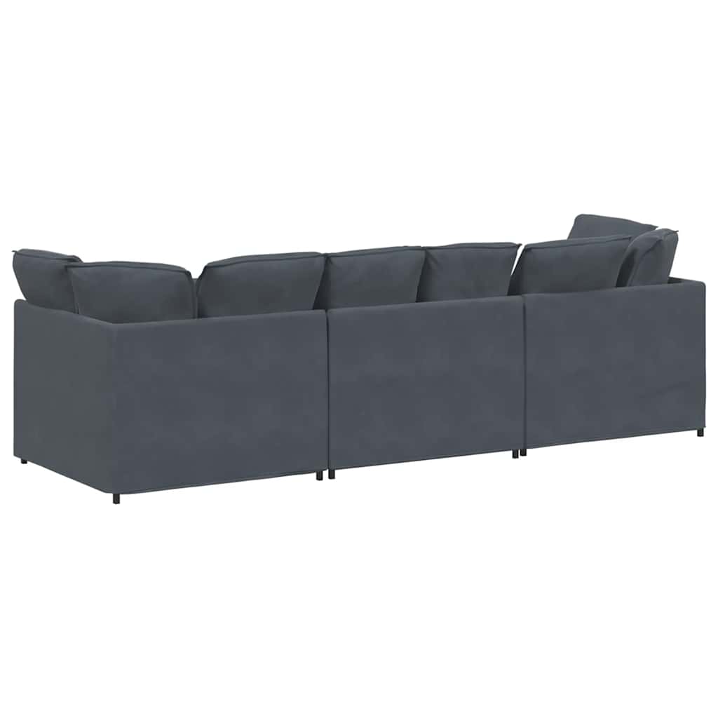 Modulares Sofa mit Kissen Samt Dunkelgrau