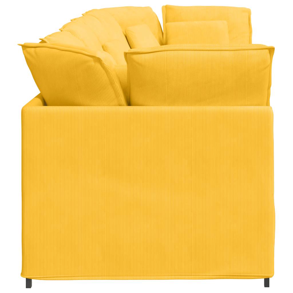 Modulares Sofa mit Kissen Cordstoff Hellgelb