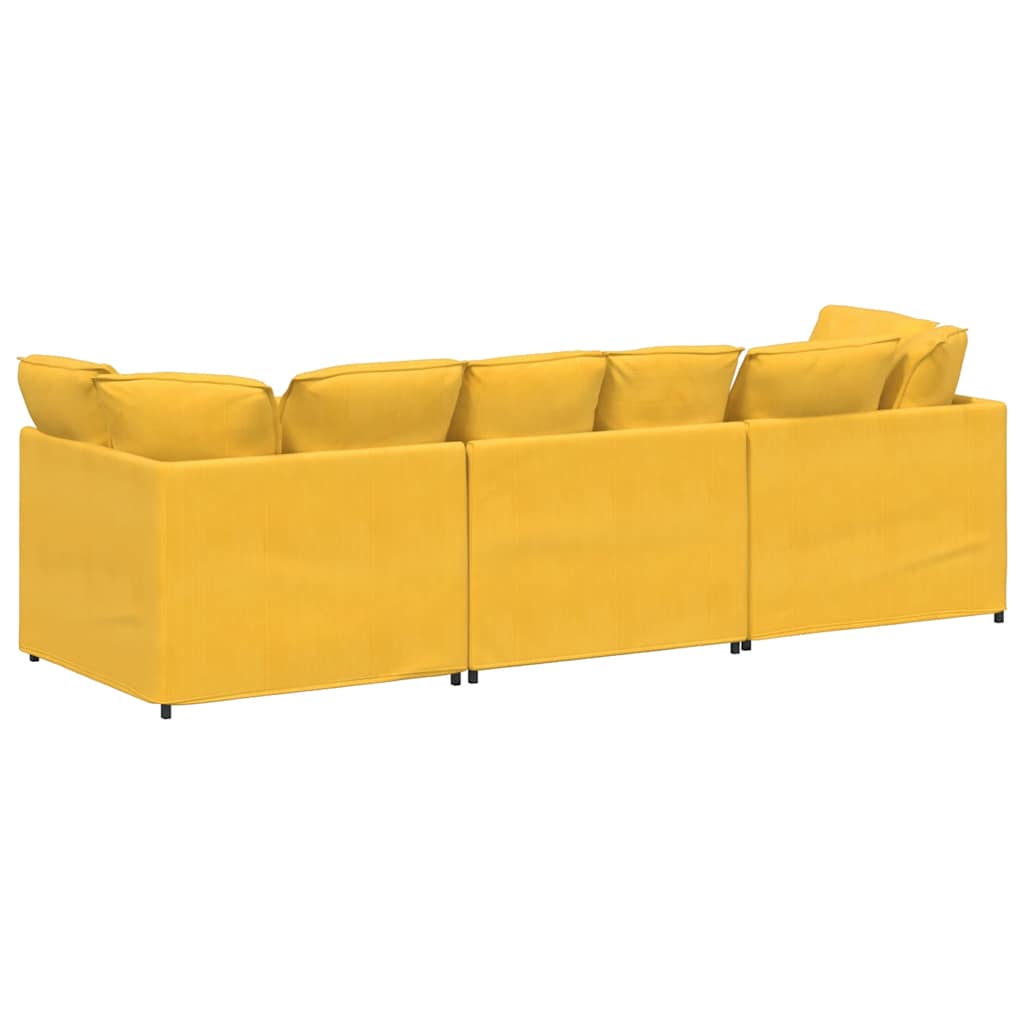 Modulares Sofa mit Kissen Cordstoff Hellgelb