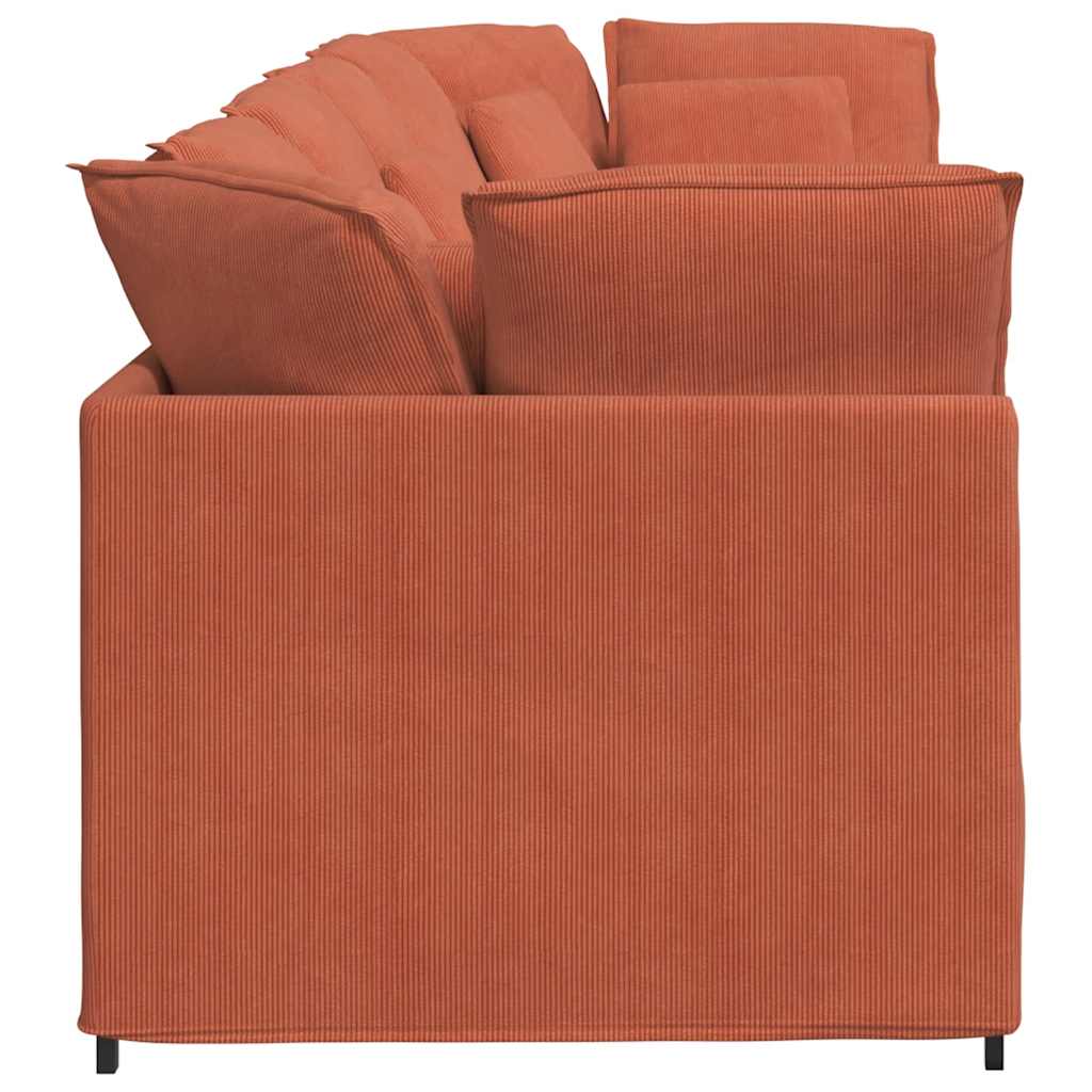 Modulares Sofa mit Kissen Cordstoff Rot Orange