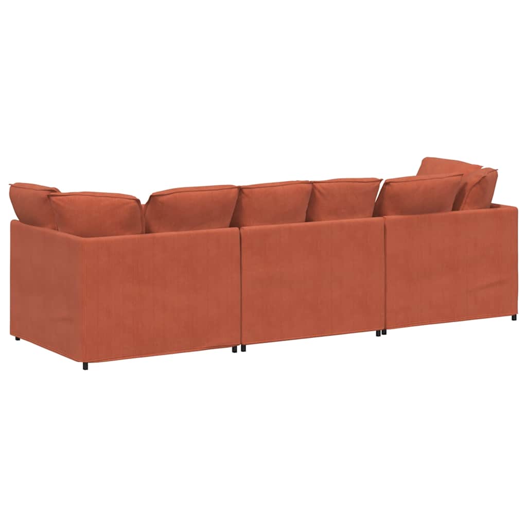 Modulares Sofa mit Kissen Cordstoff Rot Orange