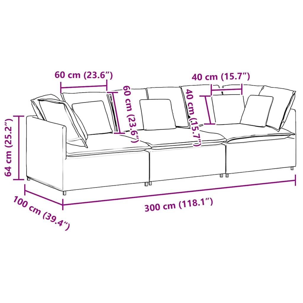 Modulares Sofa mit Kissen Cordstoff Rot Orange