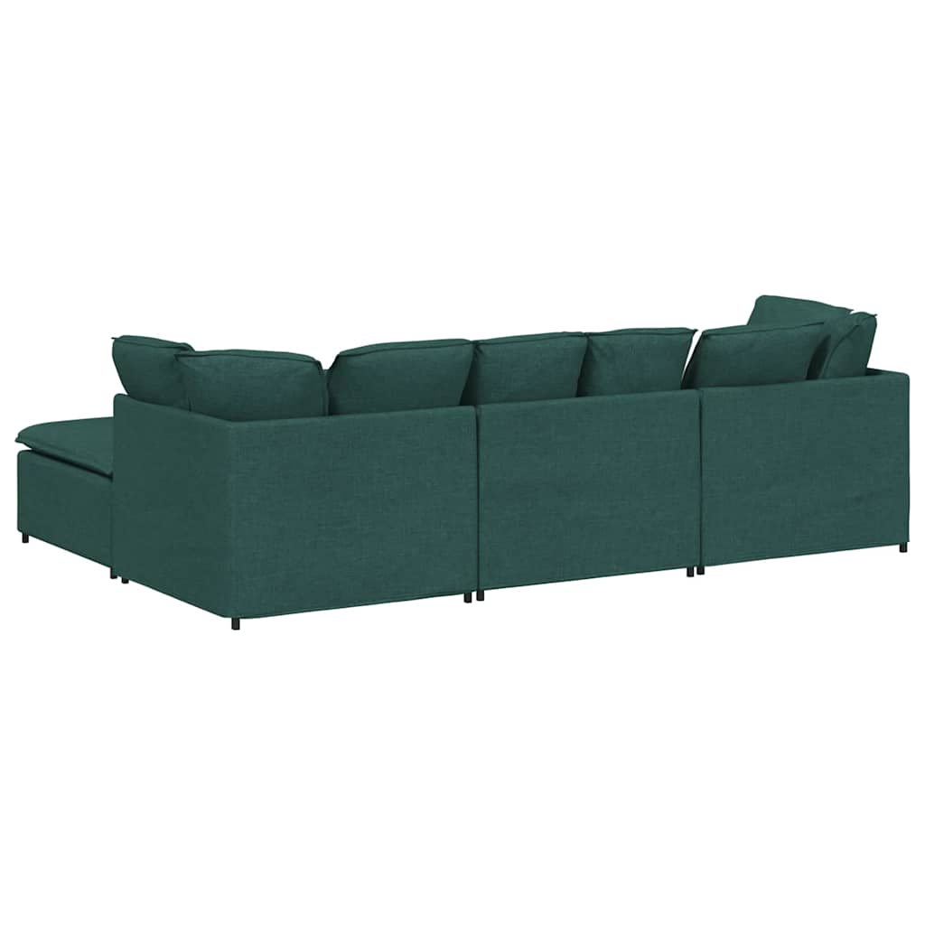 Modulares Sofa mit Fußhocker Kissen Stoff Dunkelgrün
