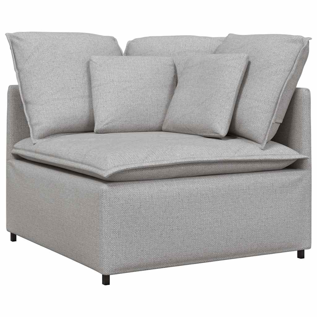 Modulares Sofa mit Fußhocker Kissen Stoff Wolkengrau
