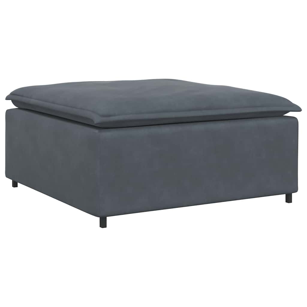 Modulares Sofa mit Fußhocker Kissen Samt Dunkelgrau